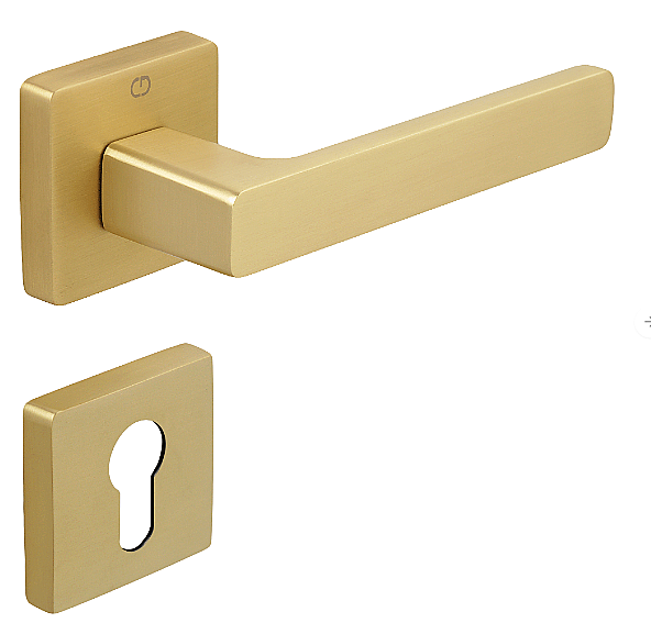 Çebi Leta Modeli Kare Rozetli Yale Kapı Kolu Mat Sarı(A51059167235) - 2