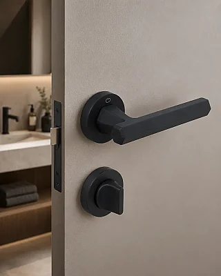 Thor Yuvarlak Rozetli WC Kapı Kolu Mat Siyah (A51089191224) - 1