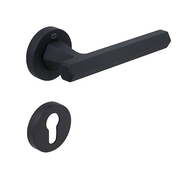 Thor Modeli Yuvarlak Rozetli Yale Kapı Kolu Mat Siyah (A51089190224) - 1