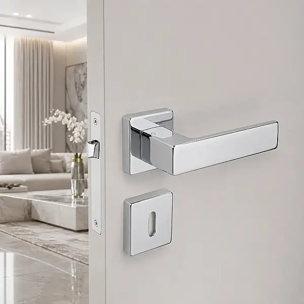 Çebi Cube Modeli Kare Rozetli Oda Kapı Kolu Krom (A51679166102) - 1