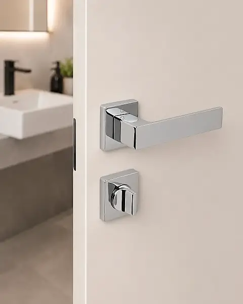 Cube Modeli Kare Rozetli WC Kapı Kolu Krom (A51679168102) - 1
