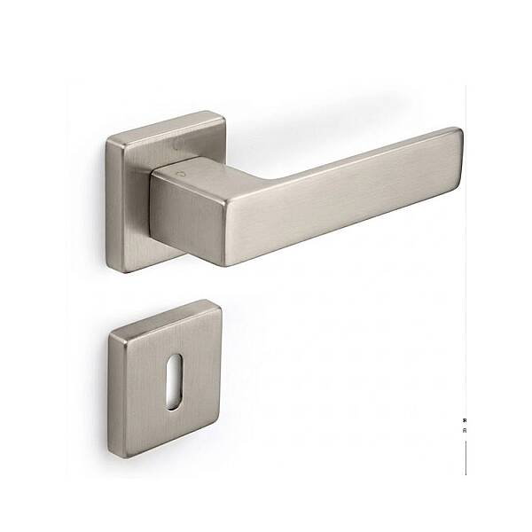 Cube Modeli Kare Rozetli Oda Kapı Kolu Nikel Saten (A51679166108) - 1