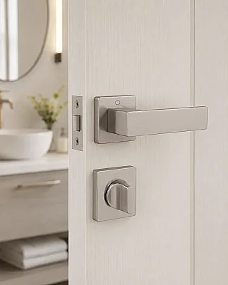 Cube Modeli Kare Rozetli WC Kapı Kolu Nikel Saten (A51679168108) - Çebi (1)