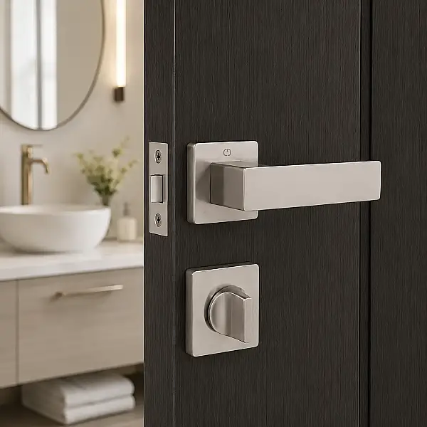 Cube Modeli Kare Rozetli WC Kapı Kolu Nikel Saten (A51679168108) - 1