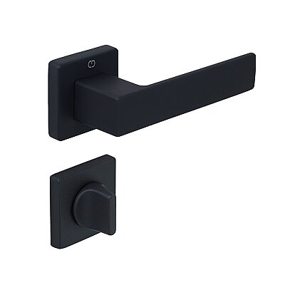 Cube Modeli Kare Rozetli WC Kapı Kolu Mat Siyah (A51679168224) - Çebi