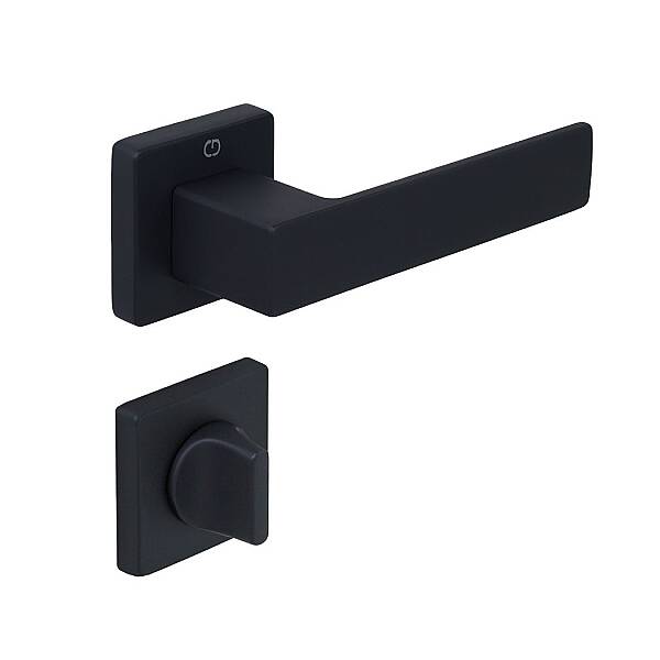 Cube Modeli Kare Rozetli WC Kapı Kolu Mat Siyah (A51679168224) - 1