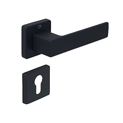Çebi Cube Modeli Kare Rozetli Yale Kapı Kolu Mat Siyah (A51679167224) - Çebi (1)