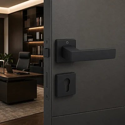 Çebi Cube Modeli Kare Rozetli Yale Kapı Kolu Mat Siyah (A51679167224) - 1