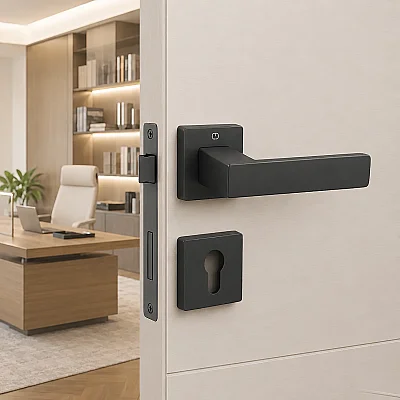 Çebi Cube Modeli Kare Rozetli Yale Kapı Kolu Mat Siyah (A51679167224) - 1