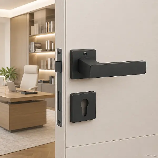 Çebi Cube Modeli Kare Rozetli Yale Kapı Kolu Mat Siyah (A51679167224) - 1