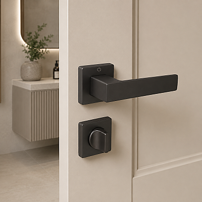 Çebi Cube Modeli Kare Rozetli Wc Kapı Kolu Mat Antrasit (A51679168227) - Çebi