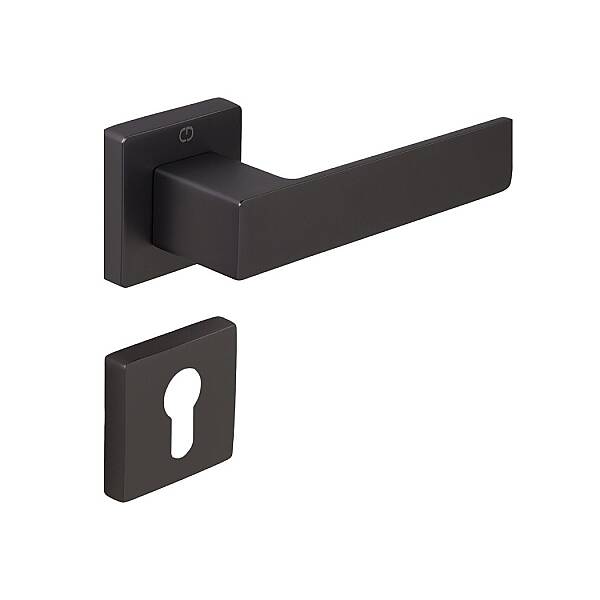 Cube Modeli Kare Rozetli Yale Oda Kapı Kolu Antrasit Renk (A51679167227) - 1