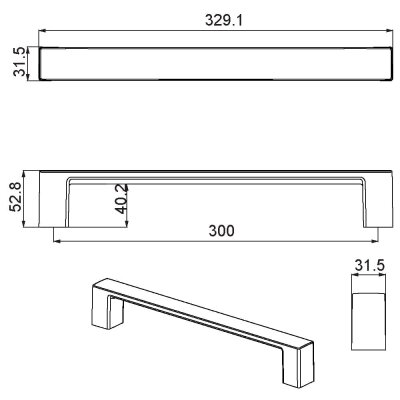 Çebi Cube Modeli Çekme Kol Mat Siyah 300mm (A5167300224) - Çebi (1)