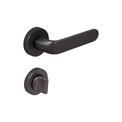 Nara Modeli Yuvarlak Rozetli WC Kapı Kolu Mat Siyah (A52099191224) - Çebi