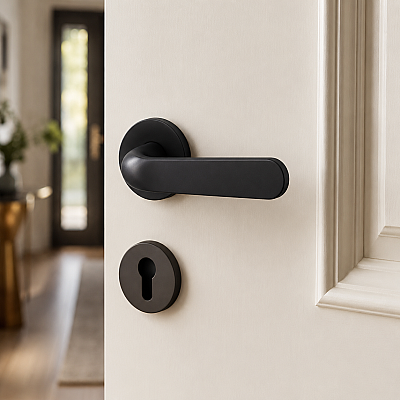 Çebi Nara Modeli Yuvarlak Rozetli Yale Kapı Kolu Mat Antrasit (A52099190227) - Çebi