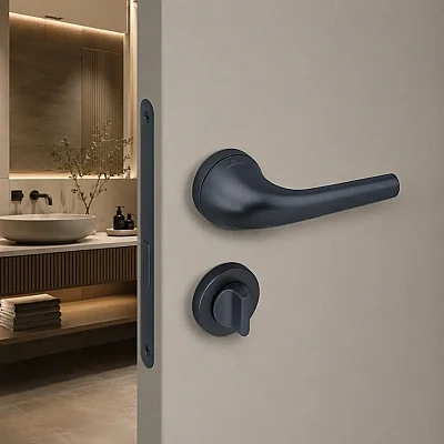 Çebi Aida Modeli Yuvarlak Rozetli Wc Kapı Kolu Mat Antrasit (A52279191227) - 1