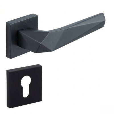 Çebi Pıra Modeli Kare Rozetli Yale Kapı Kolu Mat Siyah (A527112 PC24) - Çebi (1)