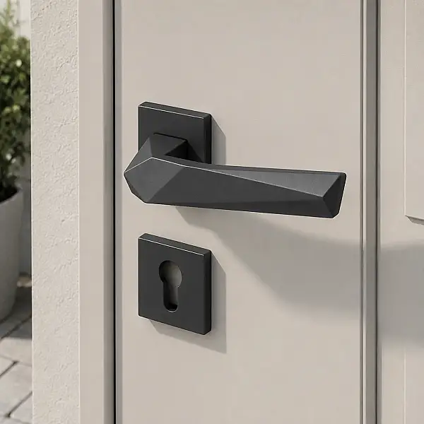 Çebi Pıra Modeli Kare Rozetli Yale Kapı Kolu Mat Siyah (A527112 PC24) - 1