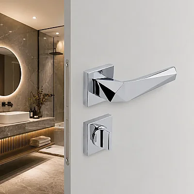 Çebi Pira Modeli Kare Rozetli Wc Kapı Kolu Krom (A527113102) - 1