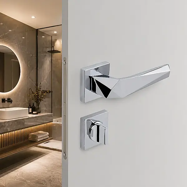 Çebi Pira Modeli Kare Rozetli Wc Kapı Kolu Krom (A527113102) - 1