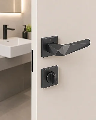Çebi Pira Kare Rozetli Wc Kapı Kolu Mat Siyah (A527113224) - 1