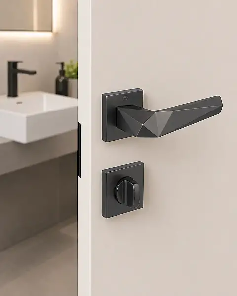 Çebi Pira Kare Rozetli Wc Kapı Kolu Mat Siyah (A527113224) - 1