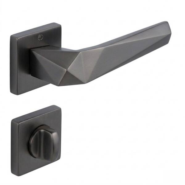 Çebi Pıra Modeli Kare Rozetli WC Kapı Kolu Mat Antrasit (A527113 PC27) - 2