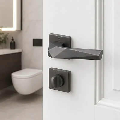 Çebi Pıra Modeli Kare Rozetli WC Kapı Kolu Mat Antrasit (A527113 PC27) - 1