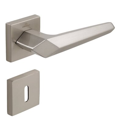 Çebi Sata Modeli Kare Rozetli Oda Kapı Kolu Nikel Saten (A528111108) - Çebi
