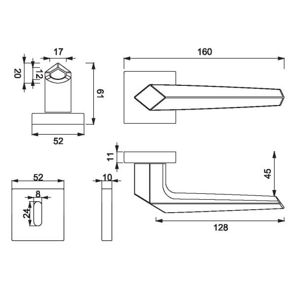 Çebi Sata Modeli Kare Rozetli Oda Kapı Kolu Nikel Saten (A528111108) - 2