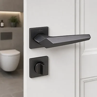 Çebi Sata Modeli Kare Rozetli WC Kapı Kolu Mat Siyah (A528113 PC24) - 1