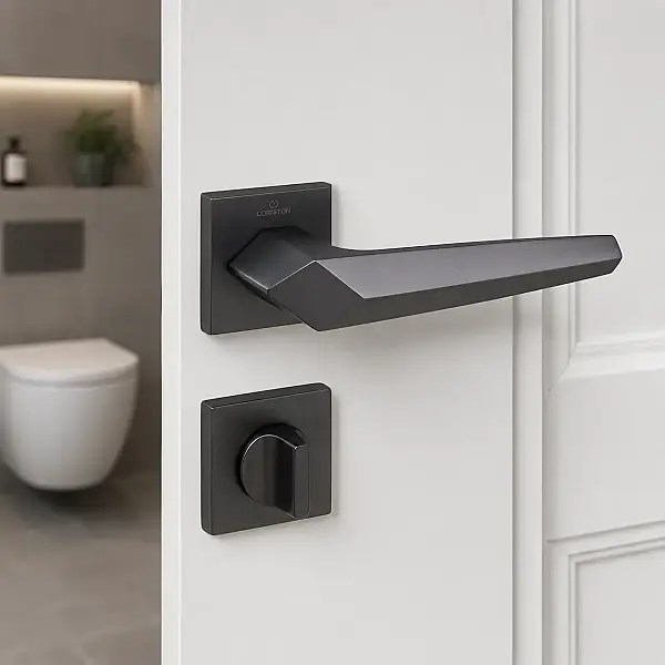 Çebi Sata Modeli Kare Rozetli WC Kapı Kolu Mat Siyah (A528113 PC24) - 1