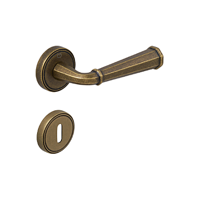 Çebi Gena Modeli Yuvarlak Rozetli Oda Kapı Kolu Antik Bronz (A568411110) - Çebi (1)