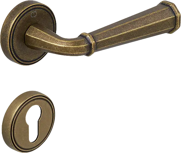 Gena Modeli Yuvarlak Rozetli Yale Kapı Kolu Antik Bronz (A568412110) - 1