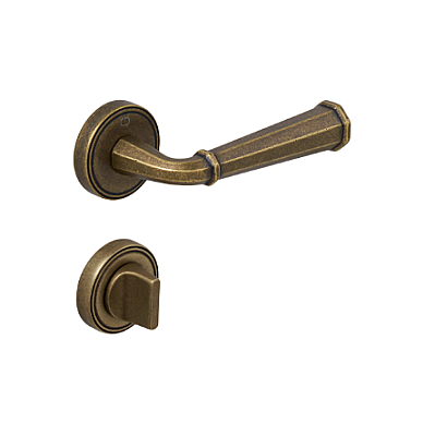 Gena Modeli Yuvarlak Rozetli WC Kapı Kolu Antik Bronz (A568413110) - Çebi