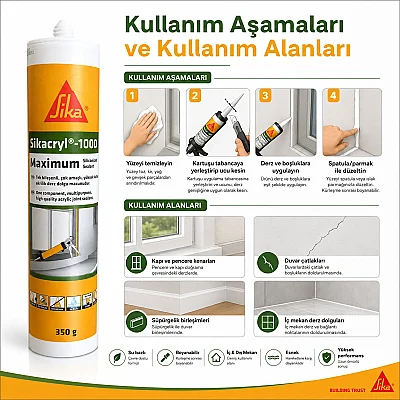Sika cryl 1000 Maximum Beyaz Mastik 350gr Akrilik Macun (TUT28 ) - Sika (1)