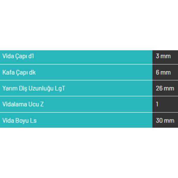 Abc Spax 3*30 MDF Vidası 1000 Adet (A330-15) - 3