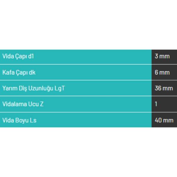 Abc Spax 3*40 MDF Vidası 1000 Adet (A340-15) - 3