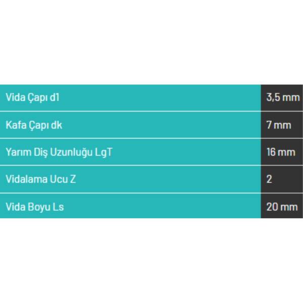 Abc Spax 3,5*20 MDF Vidası 1000 Adet (A3520-15) - 3