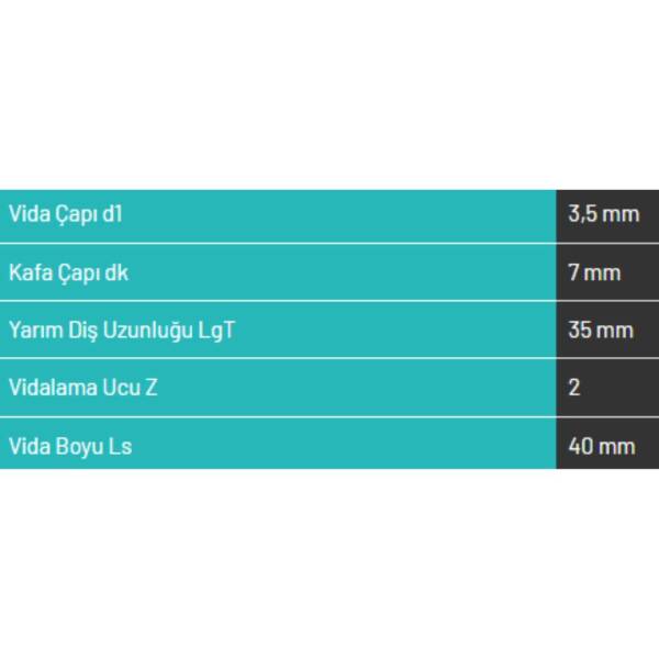 Abc Spax 3,5*40 Mdf Vidası 1000 Adet (A3540-15) - 3