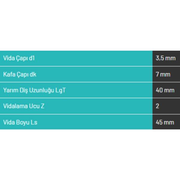Abc Spax 3,5*45 Mdf Vidası 1000 Adet (A3545-15) - 3