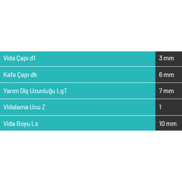 Abc Spax 3*10 MDF Vidası 1000 Adet (A310-15) - 3