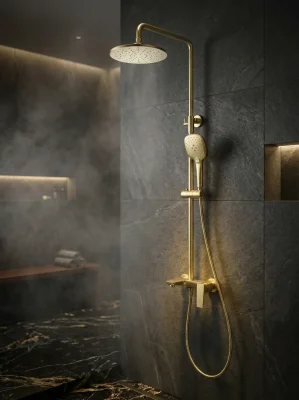 Acar Matte Gold Banyo Bataryası Yağmur Duş Sistemi (34.01.120) - 1