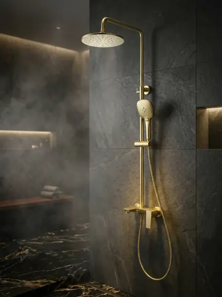Acar Matte Gold Banyo Bataryası Yağmur Duş Sistemi (34.01.120) - 1