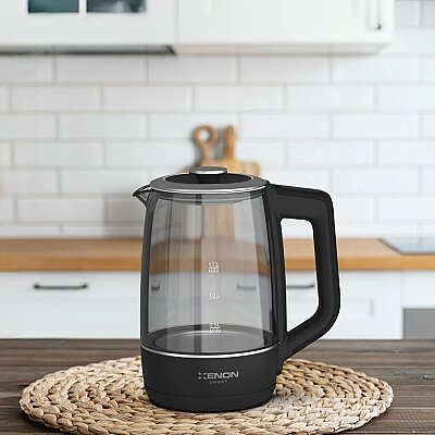 Akıllı Kettle | 2200W, 1.7 Litre, Mobil Kontrol, Sesli Asistan, Akıllı Cam Su Isıtıcı, Siyah (X7103_M1) - Xenon Smart