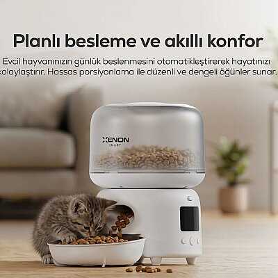 Akıllı Mama Kabı | 3L, Mobil Kontrol, Paslanmaz Çelik Kase, Çift Güç Desteği (X8613) - 3