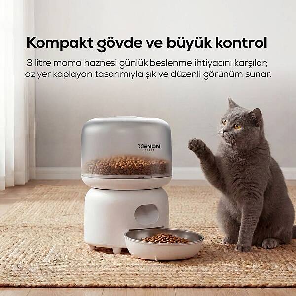 Akıllı Mama Kabı | 3L, Mobil Kontrol, Paslanmaz Çelik Kase, Çift Güç Desteği (X8613) - 4