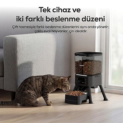 Akıllı Mama Kabı | Çift Hazneli, Bağımsız Kontrol, WiFi, Çelik Kase, Yükseltilmiş Tasarım (X8615) - Xenon Smart (1)