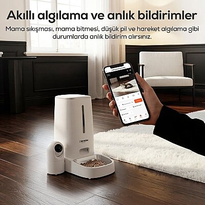 Akıllı Mama Kabı (Kameralı) | 2MP Gece Görüş, WiFi Mobil Kontrol, Çelik Kase, Çift Yönlü Ses (X8610) - 4