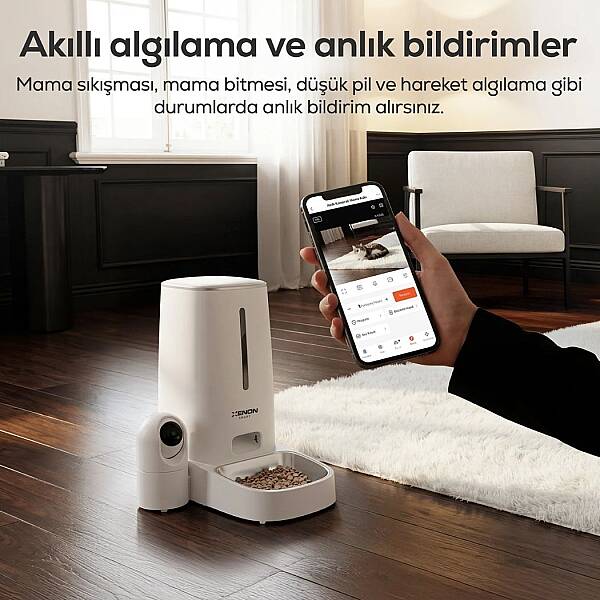 Akıllı Mama Kabı (Kameralı) | 2MP Gece Görüş, WiFi Mobil Kontrol, Çelik Kase, Çift Yönlü Ses (X8610) - 4